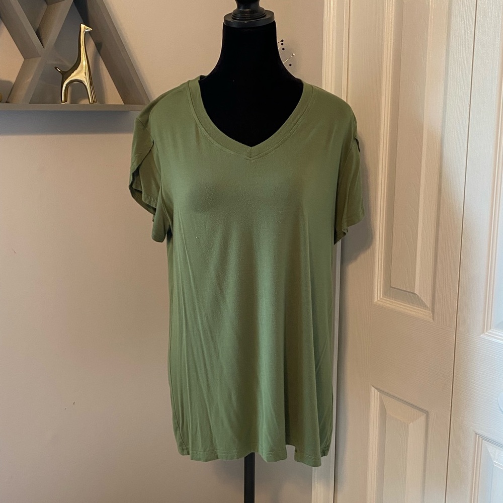 Olive Green V-Neck Women's Top, Size Large, NWOT never worn Perfect condition!
